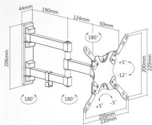 Supporto TV da parete girevole da 13" a 42" POLLICI (Full Motion E x Between Slim) Superior Electronics SUPSTV010 Vesa: 75 x 75, 100 x 100, 200 x 100, 200 x 200 PESO MASSIMO 20KG