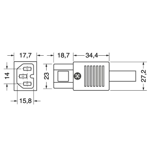 PRESA VOLANTE TRIPOLARE C15 STANDARD