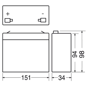BATTERIA RICARICABILE AL PIOMBO 6V - 7,2AH - 151X34X94/98