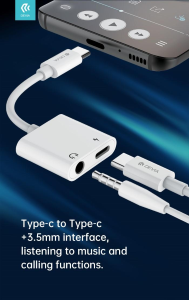 Adattatore da spina Tipo-C a Presa C e Jack cuffia 3,5mm