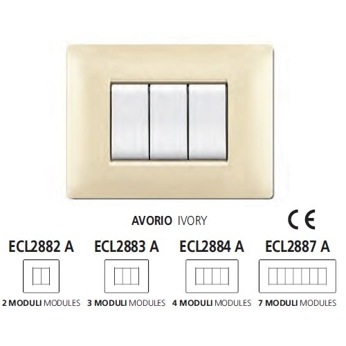 Elettrocanali ECL2882A placca serie MYLIFE QUADRA 2 moduli colore AVORIO per supporto ECL4601-4602