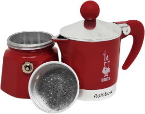 Bialetti Rainbow Caffettiera Colorata, Alluminio, ROSSA ,1 Tazza