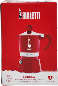Bialetti Rainbow Caffettiera Colorata, Alluminio, ROSSA ,1 Tazza