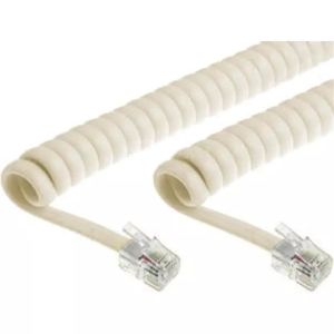 Cavo a spirale per cornetta telefono Spina RJ10 (4P4C) - Spina RJ10 (4P4C), AVORIO, 2m