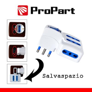 Adattatore 4pos bipasso spina16A salvaspazio + int