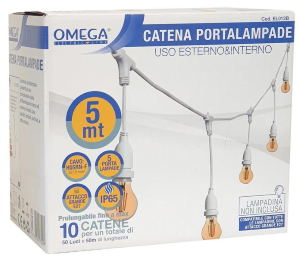 CATENA PORTALAMPADA 5MT 5 PORT E27 BIANCO