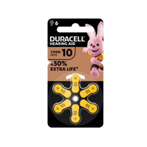 DURACELL DA10 ZINCO ARIA +50% EXTRA LIFE  – BATTERIE ACUSTICHE – BLISTER DA 6PCS