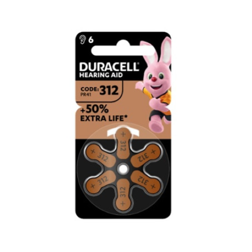 DURACELL DA312 ZINCO ARIA +50% EXTRA LIFE  – BATTERIE ACUSTICHE – BLISTER DA 6PCS