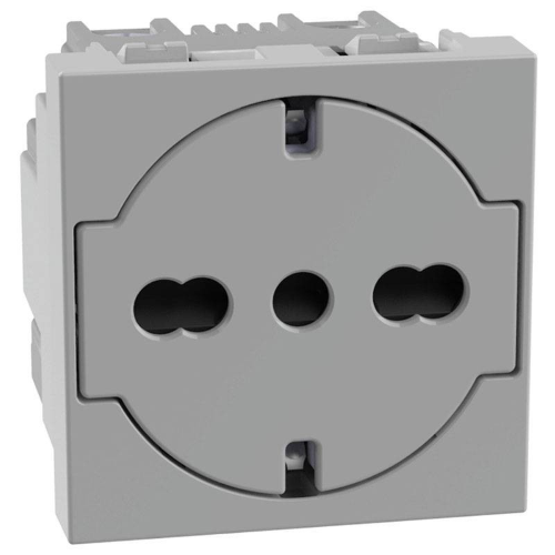 Presa flat Schuko Standard Bticino MATIXGO P40 2 moduli grigia JG4140A16F