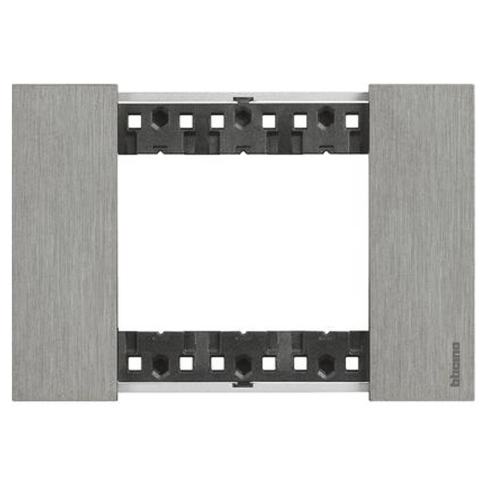 Placca Bticino Living Now 3 moduli colore acciaio KA4803ZG