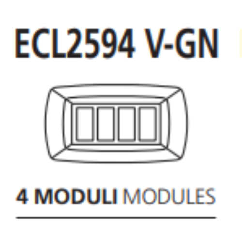 Placca Tondo' 4 moduli vulcanizzata grigio notte ELETTROCANALI