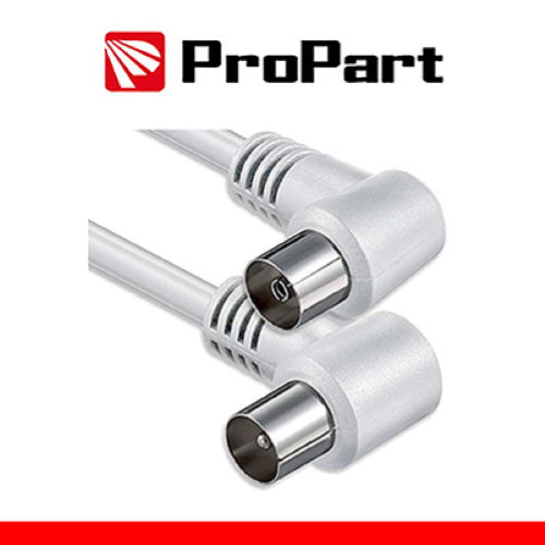 CAVO ANTENNA TV  SPINA MASCHIO 90° - PRESA FEMMINA 90° 5mt BIANCO