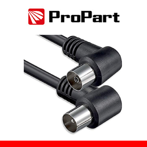 CAVO ANTENNA TV  SPINA MASCHIO 90° - PRESA FEMMINA 90° 5mt NERO