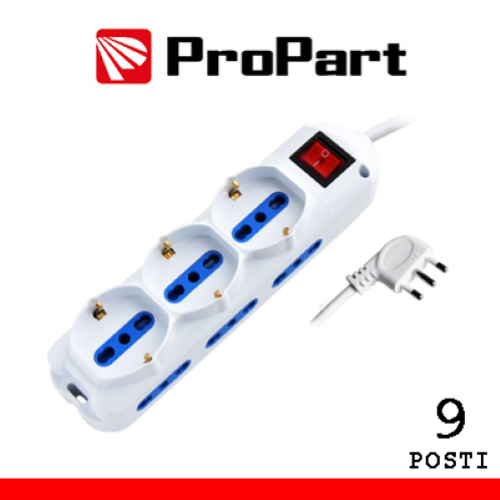 Multipresa NERA 9 POSTI  6+3  SCHUKO/Bivalenti