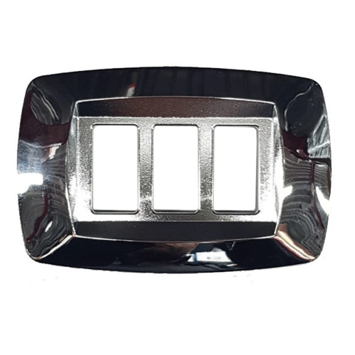 Master Modì per Bticino placca 3 moduli argento lucido MD223
