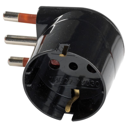 ADATTTATORE SCHUKO 90Gr 10A 2P+T NERO
