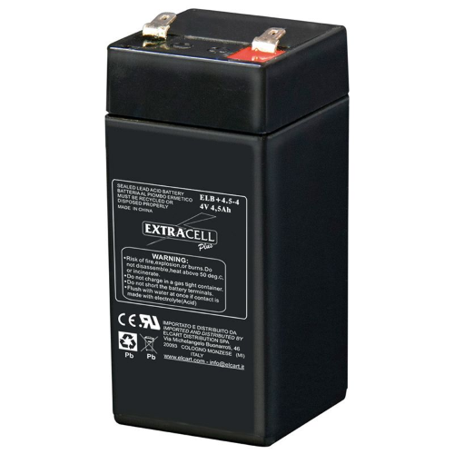 BATTERIA RICARICABILE AL PIOMBO ERMETICO 4V - 4,5Ah 