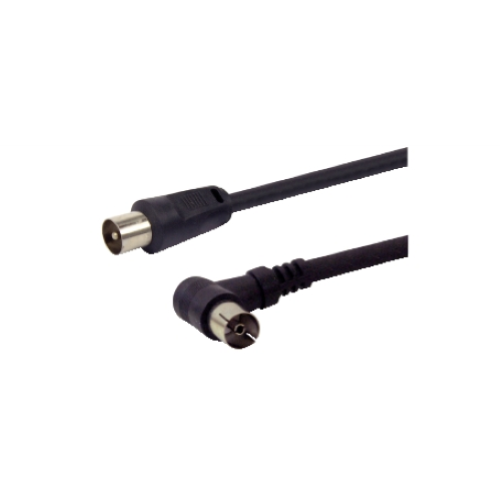 CAVO ANTENNA TV  SPINA MASCHIO DIRITTO - PRESA FEMMINA 90° 2mt NERO