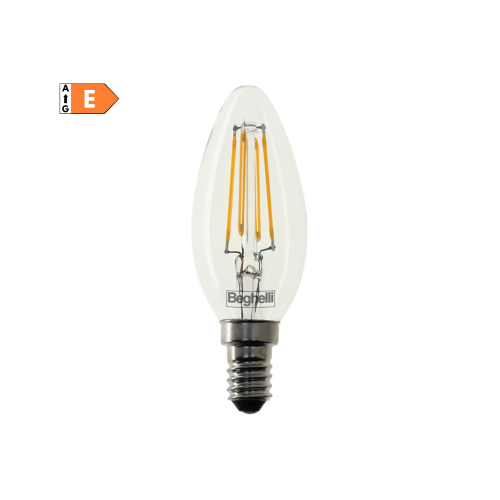 LAMPADINA LED OLIVA TRASPARENTE 6W E14 2700K/CALDA BEGHELLI 56418
