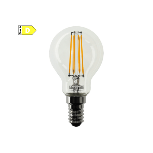 LAMPADINA LED SFERA TRASPARENTE 6W E14 2700K/CALDA BEGHELLI 56455