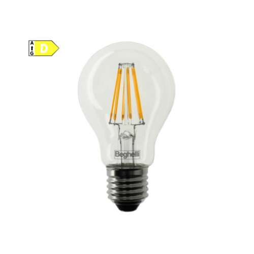 LAMPADINA LED GOCCIA TRASPARENTE 7W E27 2700K/CALDA BEGHELLI 56402