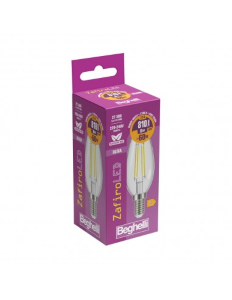 LAMPADINA LED OLIVA TRASPARENTE 6W E14 2700K/CALDA BEGHELLI 56418
