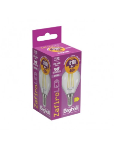 LAMPADINA LED SFERA TRASPARENTE 6W E14 2700K/CALDA BEGHELLI 56455
