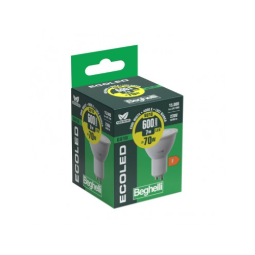 LAMPADINA LED GU10 7W 4000K/NATURALE 100° 600LM BEGHELLI 56858