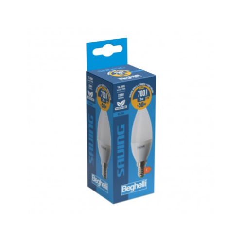 LAMPADINA LED OLIVA OPALE 7W E14 3000K/CALDA BEGHELLI 56977
