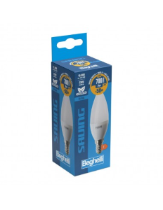 LAMPADINA LED OLIVA OPALE 7W E14 3000K/CALDA BEGHELLI 56977