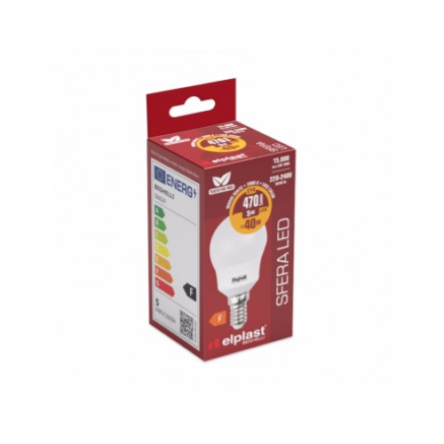 LAMPADINA LED SFERA OPALE 5W E14 3000K/CALDA BEGHELLI/ELPLAST 56824