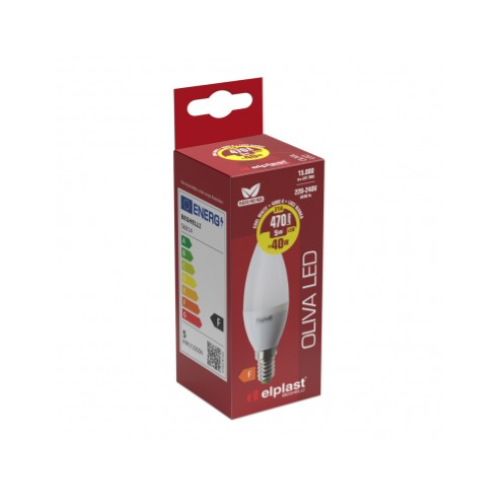 LAMPADINA LED OLIVA OPALE 5W E14 4000K/NATURALE BEGHELLI/ELPLAST 56814