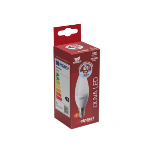LAMPADINA LED OLIVA OPALE 5W E14 6500K/FREDDA BEGHELLI/ELPLAST 56820