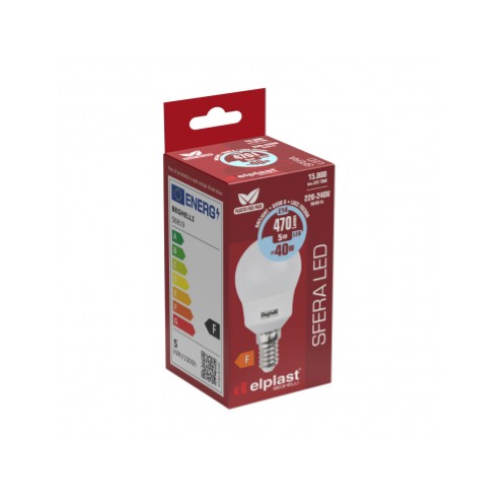 LAMPADINA LED SFERA OPALE 5W E14 6500K/FREDDA BEGHELLI/ELPLAST 56819