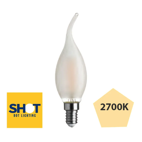 Lampada a led fiamma stick satinata e14 4,5w 2700k fascio 360 wld2004f2s
