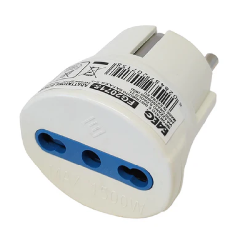 FAEG ADATTATORE CON SPINA SCHUKO 2P+T PRESA BIPASSO 2P+T 250V BIANCO
