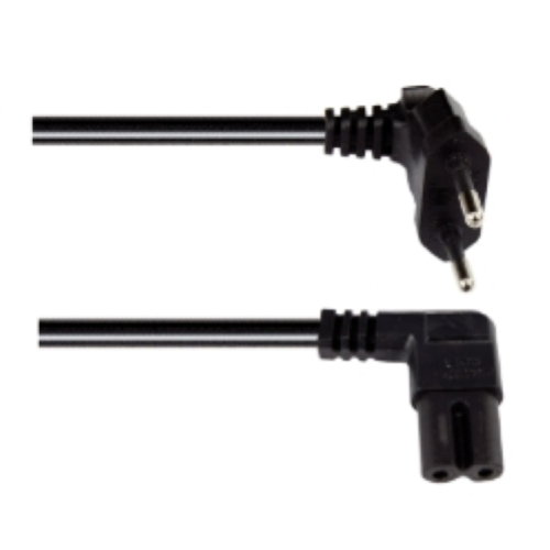 CAVI DI ALIMENTAZIONE PRESA IEC C7 90° - SPINA ITA 10A 90° NERO 1,80 MT