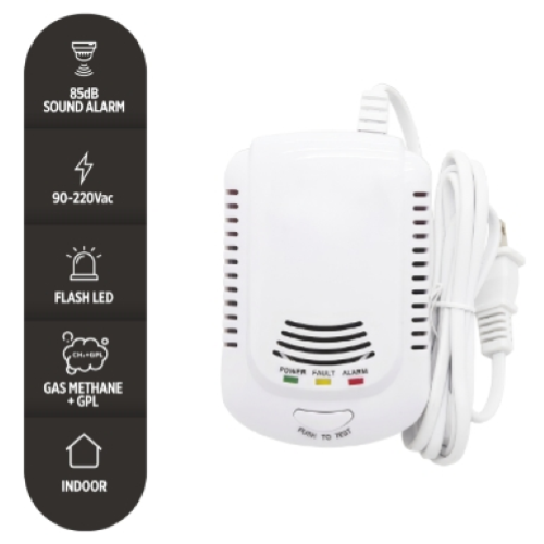 RILEVATORE GAS METANO E GPL CON CAVO 220V
