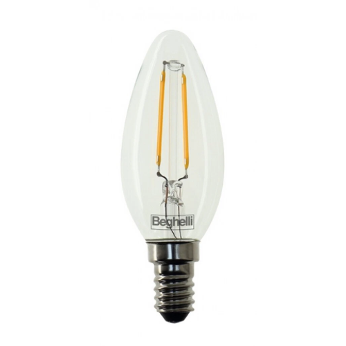 LAMPADINA LED OLIVA TRASPARENTE 4W E14 2700K/CALDA BEGHELLI 56407