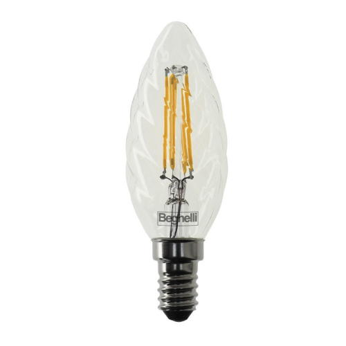 LAMPADINA LED TORTIGLIONE TRASPARENTE 4W E14 2700K/CALDA BEGHELLI 56412
