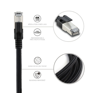 Cavo Ethernet RJ45 Cat.8 S/FTP 5,0 m, intrecciato, alta velocità 40 Gbit/s, colore nero - Metronic 395633