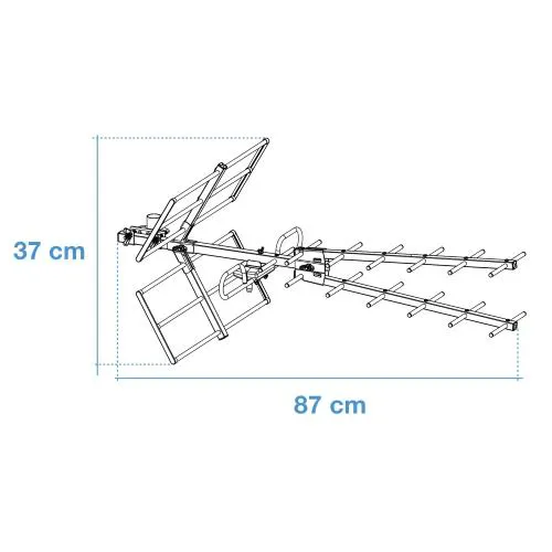 ANTENNA TV DIGITALE TERRESTRE UHF DVB-T2 5G DOPPIA CULLA 16 ELEMENTI 15DB ALTO GUADAGNO CON FILTRO 5G E CONNETTORE F METRONIC 415071