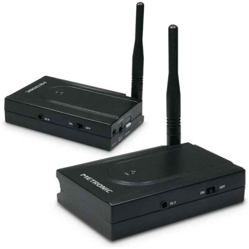 TRASMETTITORE AUDIO VIDEO WIRELESS 5,8GHZ ANALOGICO 1 SORGENTE CON RICEVITORE E RITORNO TELECOMANDO IR METRONIC 475368