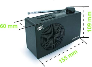 RADIO DIGITALE PORTATILE DAB+ E FM RDS CON SVEGLIA DOPPIO ALLARME BATTERIA INTEGRATA 7 ORE USCITA CUFFIE 3W COLORE NERO METRONIC 477231