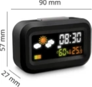 SVEGLIA DIGITALE DA VIAGGIO A BATTERIE DISPLAY LCD RETROILLUMINATO A COLORI OROLOGIO 12/24 ORE SNOOZE CALENDARIO METEO TEMPERATURA UMIDITÀ METRONIC 477340