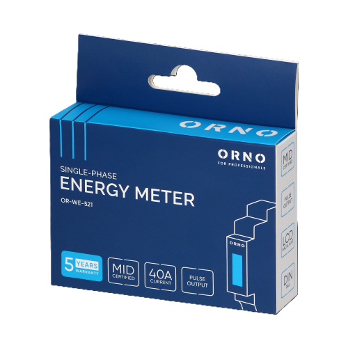 CONTATORE DI ENERGIA MONOFASE 40A MID GUIDA DIN LCD ORNO OR-WE-521