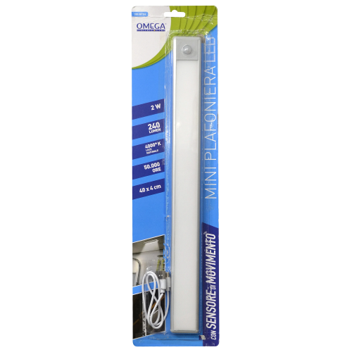 LAMPADA LED PER ARMADI 2W 240LM 4000K 40 CM CON SENSORE DI MOVIMENTO RICARICABILE OMEGA GBT266