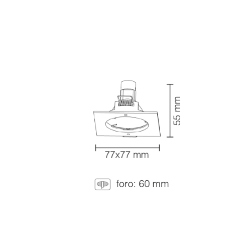 FARETTO AD INCASSO QUADRATO FISSO IN ALLUMINIO CROMO SATINATO GU10 IP20 STONE 8007/CS