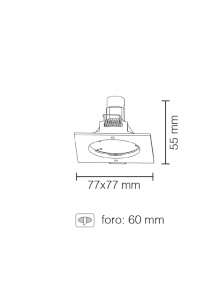 FARETTO AD INCASSO QUADRATO FISSO IN ALLUMINIO CROMO SATINATO GU10 IP20 STONE 8007/CS