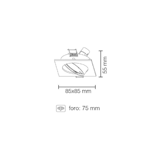 FARETTO AD INCASSO QUADRATO ORIENTABILE IN ALLUMINIO BIANCO GU10 IP20 STONE 8008/B